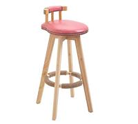 erkebspm Hogar Dormitorio Cocina Isla Taburete De Bar Silla Giratoria De Madera Maciza con Respaldo Ergonómico Almohadilla De Tela, Reposapiés Y Tapete Antideslizante(Size:63 CM,Color:Rosa)