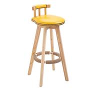 erkebspm Hogar Dormitorio Cocina Isla Taburete De Bar Silla Giratoria De Madera Maciza con Respaldo Ergonómico Almohadilla De Tela, Reposapiés Y Tapete Antideslizante(Size:73 CM,Color:Amarillo)