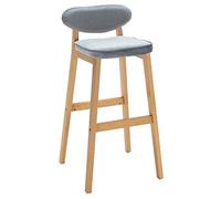 erkebspm Hogar Dormitorio Silla De Madera Maciza Empresa Recepción Taburete De Bar Respaldo Almohadilla De Tela De Terciopelo, Reposapiés Cómodo Y Tapete Antideslizante(Size:65cm,Color:Gris)