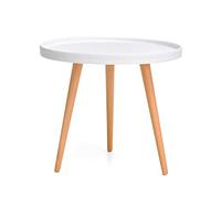 erkebspm Mesa Redonda, Mesa de café pequeña Mesa Lateral con Patas de Madera para Sala de Estar Balcón de balcón de la Sala del Porche de la Mesa de Flores (Color: Blanco)