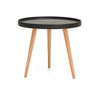 erkebspm Mesa Redonda, Mesa de café pequeña Mesa Lateral con Patas de Madera para Sala de Estar Balcón de balcón de la Sala del Porche de la Mesa de Flores (Color: Negro)