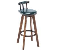 erkebspm Silla De Madera Maciza Company Kitchen Island Taburete De Bar Carbonizado con Respaldo Ergonómico Almohadilla De PU, Reposapiés De Anillo Y Tapete Antideslizante(Size:73 CM,Color:Verde)