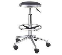 erkebspm Taburete De Bar Antiestático Línea De Montaje De Taller Escolar Silla Giratoria con Reposapiés Y Ruedas, Ajuste De Elevación 60-80 Cm(Color:Negro)