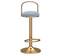 erkebspm Taburete de Bar con Elevación Ajustable de 65 a 80 cm, Taburete de Bar para Comedor con Isla de Cocina y salón de Belleza con Respaldo Giratorio, reposapiés Dorado y Base Redonda(Color:Gris)