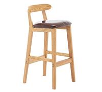 erkebspm Taburetes De Barra Simple De Madera Maciza con Respaldo, Silla De Cojín Suave Y Transpirable, Cocinas, Balcones, Cafeterías, Mostrador De Bar, Carga 200 Kg(Color:Marrón)