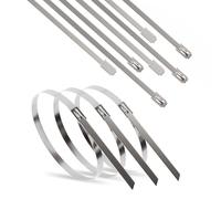 ERKO Bridas Metalicas Inoxidables 200 x 4,6 mm 100 unidades Bridas de acero inoxidable multiusos, profesionales, resistentes a los rayos UV, resistencia a la tracción hasta 190 kg