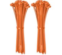 ERKO Bridas para cables Naranja 200mm x 3,6mm 100 unidades UV, Resistentes a la intemperie, Alta visibilidad, Proyectos de bricolaje, Gestión de cables, uso en interiores y exteriores (Paquete de 2)