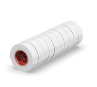 ERKO Cinta aislante 15mm x 10m blanco 10 piezas, adhesiva para instalaciones eléctricas PVC, para aislar y reparar cables eléctricos, extrafuerte, agrupar cables