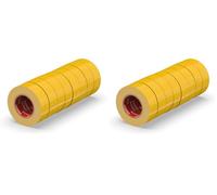 ERKO Cinta aislante 19mm x 20m amarillo 8 piezas, adhesiva para instalaciones eléctricas PVC, para aislar y reparar cables eléctricos, extrafuerte, agrupar cables (Paquete de 2)