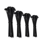 ERKO Juego de bridas 200 piezas 100x2,5; 150x2,5; 200x3,6; 300x3,6 mm Soporte resistente a los rayos UV para el paso de cables Soporte para bridas en negro, resistente a la temperatura