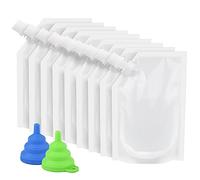 ERKOON 11 botellas de plástico para licores ocultas y reutilizables, bolsas de licor de 9 x 34 oz con 2 embudos de plástico, transparente