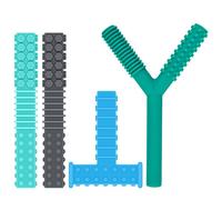 ERKOON - Palito sensorial para masticar, 4 piezas, juguetes masticables de silicona para entrenamiento y desarrollo, collar para dentición de bebés, autismo, TDAH, SPD, motor oral, ansiedad, niños
