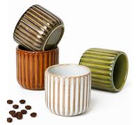 Erkundpresso. - 4 x 180 ml Tazas de Café de Cerámica sin Asa - Tazas de Café para Espresso para agua y té - Resistentes al Calor - Colores Retro - Juego de regalo -Multicolor
