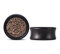 ERKUOO 2 unids ébano oído túnel enchufe doble acampanado oído metros túneles de carne camilla Piercings expansores 0g-1 "(8mm-25mm), 14mm, Madera, Arenisca