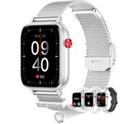 Erkwei Reloj Inteligente Mujer Llamadas y Asistente de Voz Smartwatch Mujer iOS Android Plata