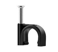 ERKXD Clips de Cable Negros Con Clavos de Acero - Duraderos de 10 mm a la Pared, Redondos