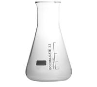 Erlenmeyer - Frasco de 500 ml, cuello ancho, con graduaciones y borde de cuentas, hecho de vidrio de borosilicato 3,3, unidad de embalaje completa