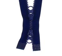 Erlif Cremallera de plástico de 2 vías, con 2 cremalleras, 5 mm, separables (azul oscuro, 330, 55 cm)