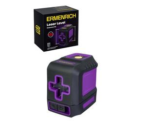 Ermenrich BASE LT10 Nivel Láser Autonivelante Modo Impulso 15 m Rayo Rojo 2 Líneas - IP54 Brillo Regulable Compacto Soporte en L y Funda Incluidos Violeta