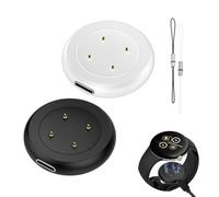 Ermorgen 2 Piezas Adaptador USB-C Compatible con Google Pixel Watch 3/Pixel 2/Fit-bit Versa 4/Versa 3/Sense 2/Sense/Ace LTE, Cargador Magnetizado Reforzado y Resistente al Desgaste - Negro/Blanco