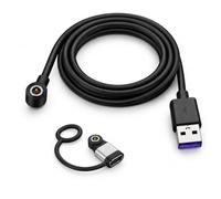 Ermorgen Cable de carg adaptador compatible con UGREEN FineTrack Slim | Cable de carga USB-A + adaptador USB-C con correa de silicona, cargador magnético para UGREEN Smart Finder - Negro/Plata
