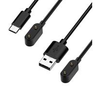 Ermorgen Cable USB-A de 1 m + cable USB-C de 1 m compatible con Huawei Watch Fit 3/2/1/Fit Mini/New, Huawei Band 9/8/7/6/6 Pro/Honor Band 9/7/6 Cable de carga, resistente al desgaste, color negro