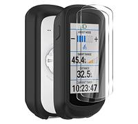 Ermorgen Funda de Silicona Compatible con la Funda del Garmin Edge Explore 2 + 2 Protectores de Pantalla de Cristal Templado Funda de Silicona Blanda Protección antigolpes Todo Incluido - Negro