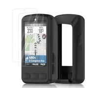 Ermorgen Funda de silicona compatible con Wahoo ELEMNT Bolt 3/Bolt V3 funda + 2 protectores de pantalla de PET, funda de silicona suave Protección a prueba de golpes todo incluido - Negro