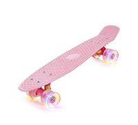 ERNAN Monopatín completo mini crucero para niños de 22", monopatín con ruedas LED para niños principiantes niñas niños adolescentes adultos (Solid Pink)