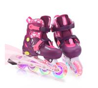 ERNAN Patines 4 Ruedas, 4 tamaños Ajustables con Ruedas Que Brillan en la Oscuridad, Patines de Ruedas para niños,Patines Niña Niño Principiante Regalo (Red, S)