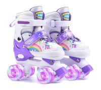 ERNAN Patines 4 Ruedas, 4 tamaños Ajustables con Ruedas Que Brillan en la Oscuridad, Patines de Ruedas para niños,Patines Niña Niño Principiante Regalo (Purple, M)