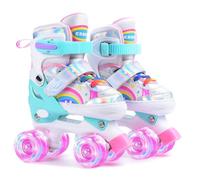 ERNAN Patines 4 Ruedas, 4 tamaños Ajustables con Ruedas Que Brillan en la Oscuridad, Patines de Ruedas para niños,Patines Niña Niño Principiante Regalo (Pink, M)