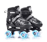 ERNAN Patines 4 Ruedas, 4 tamaños Ajustables con Ruedas Que Brillan en la Oscuridad, Patines de Ruedas para niños,Patines Niña Niño Principiante Regalo (White, S)