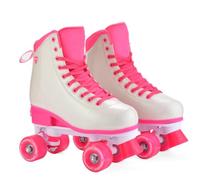 ERNAN Patines de ruedas para niñas y mujeres, con luz superior, doble fila ajustable, de poliuretano, para principiantes, para interiores y exteriores (rojo, S (32-35))