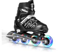 ERNAN Patines en línea Ajustables para niños y niñas con Ruedas de iluminación, para Principiantes y Jóvenes Patines de Ruedas para Niños Grandes en Exteriores e Interiores (White, M)