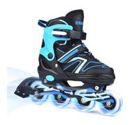 ERNAN Patines en línea Ajustables para niños y niñas con Ruedas de iluminación, para Principiantes y Jóvenes Patines de Ruedas para Niños Grandes en Exteriores e Interiores (Blue, L)