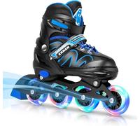 ERNAN Patines en línea Ajustables para niños y niñas con Ruedas de iluminación, para Principiantes y Jóvenes Patines de Ruedas para Niños Grandes en Exteriores e Interiores (Blue, M)