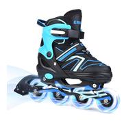 ERNAN Patines en línea Ajustables para niños y niñas con Ruedas de iluminación, para Principiantes y Jóvenes Patines de Ruedas para Niños Grandes en Exteriores e Interiores (Blue, S)