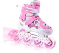 ERNAN Patines en línea Ajustables para niños y niñas con Ruedas de iluminación, para Principiantes y Jóvenes Patines de Ruedas para Niños Grandes en Exteriores e Interiores (Pink, S)