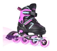 ERNAN Patines en línea Ajustables para niños y niñas con Ruedas de iluminación, para Principiantes y Jóvenes Patines de Ruedas para Niños Grandes en Exteriores e Interiores (Light Pink, L)
