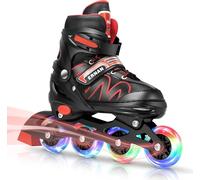 ERNAN Patines en línea Ajustables para niños y niñas con Ruedas de iluminación, para Principiantes y Jóvenes Patines de Ruedas para Niños Grandes en Exteriores e Interiores (Red, L)