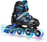 ERNAN Patines en línea Ajustables para niños y niñas con Ruedas de iluminación, para Principiantes y Jóvenes Patines de Ruedas para Niños Grandes en Exteriores e Interiores (Blue, L)