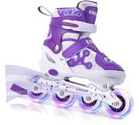 ERNAN Patines en línea Ajustables para niños y niñas con Ruedas de iluminación, para Principiantes y Jóvenes Patines de Ruedas para Niños Grandes en Exteriores e Interiores (Purple, S)