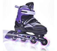ERNAN Patines en línea, Patines en línea Ajustables iluminados para niños, Patines en línea para niños y niñas,jóvenes, Principiantes (Purple, M)