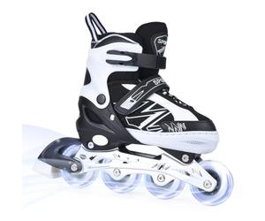 ERNAN Patines en línea, patines en línea ajustables para niños y niñas, patines para niños y jóvenes, principiantes (negro, M)