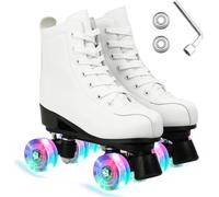 ERNAN Patines LED, Patines 4 Ruedas,Patines En Paralelo Niña/Mujer,4 Ruedas Hombre,Top Alto Clásico PatinesSobreRuedas Adulto,Adecuado para Principiantes (White, 40)