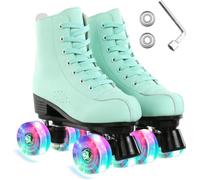 ERNAN Patines LED, Patines 4 Ruedas,Patines En Paralelo Niña/Mujer,4 Ruedas Hombre,Top Alto Clásico PatinesSobreRuedas Adulto,Adecuado para Principiantes (Green, 41)