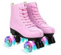 ERNAN Patines LED, Patines 4 Ruedas,Patines En Paralelo Niña/Mujer,4 Ruedas Hombre,Top Alto Clásico PatinesSobreRuedas Adulto,Adecuado para Principiantes(Pink, 42)
