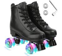 ERNAN Patines LED, Patines 4 Ruedas,Patines En Paralelo Niña/Mujer,4 Ruedas Hombre,Top Alto Clásico PatinesSobreRuedas Adulto,Adecuado para Principiantes (Black, 39)