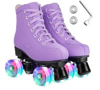ERNAN Patines LED, Patines 4 Ruedas,Patines En Paralelo Niña/Mujer,4 Ruedas Hombre,Top Alto Clásico PatinesSobreRuedas Adulto,Adecuado para Principiantes (Purple, 38)